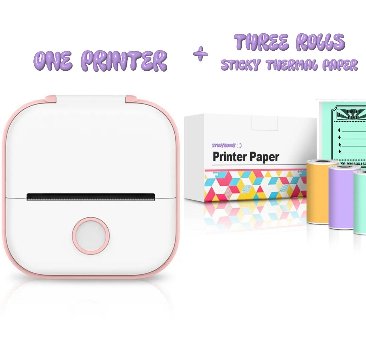 Studybuddy’s Viral Easy Notes Portable Inkless Printer + 3 Rolls (Sales Bundle)